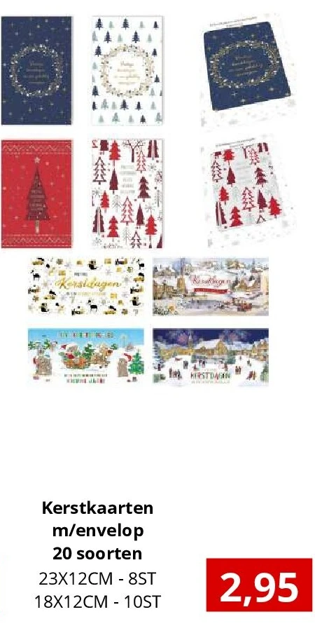 Kerstkaarten m/envelop 20 soorten