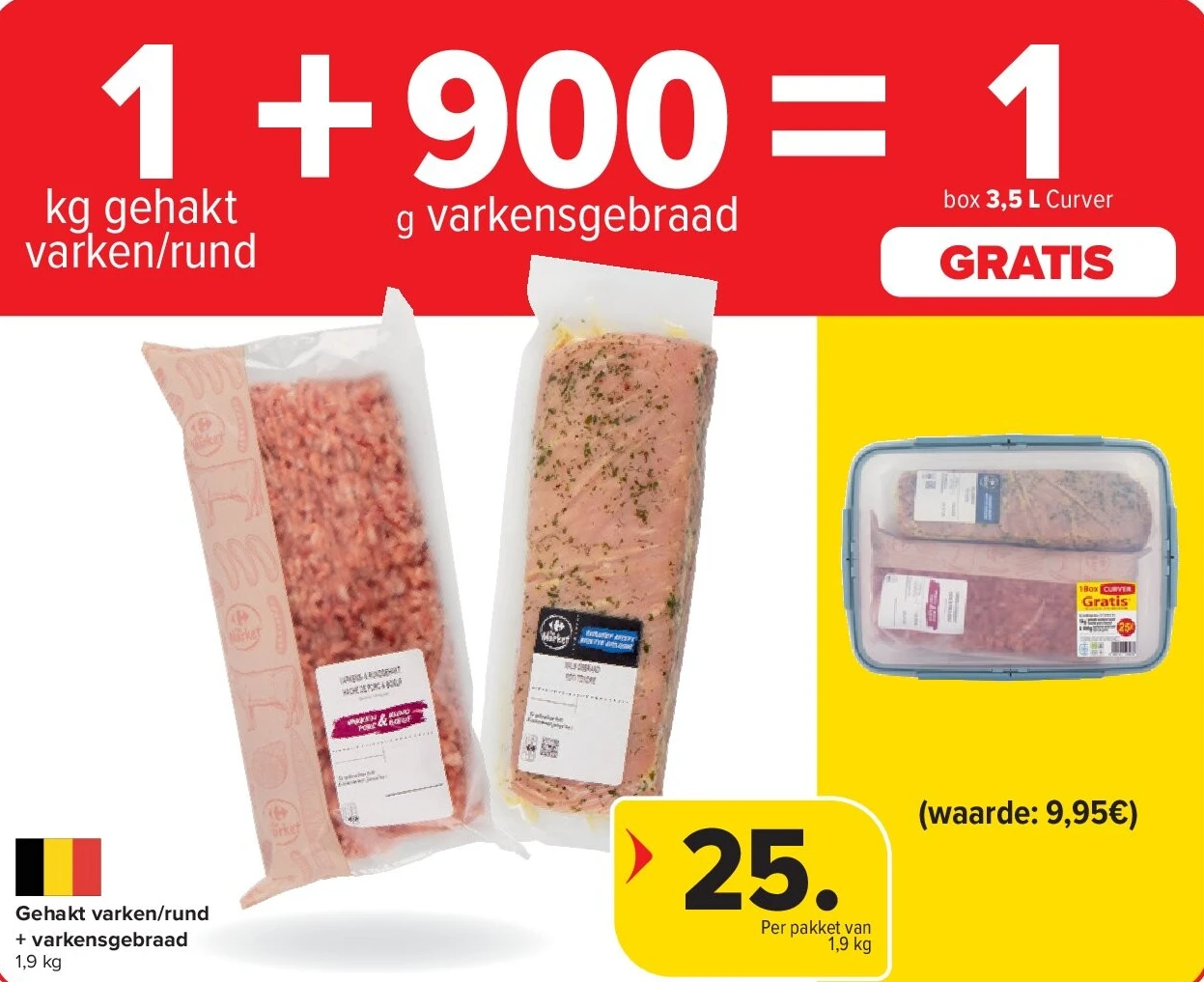Gehakt varken/rund + varkensgebraad