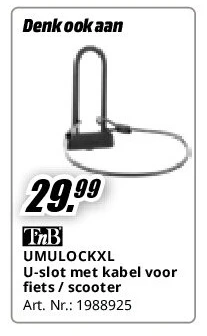 UMULOCKXL U-slot met kabel voor fiets / scooter