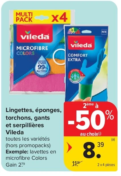 Lingettes, éponges, torchons, gants et serpillières Vileda