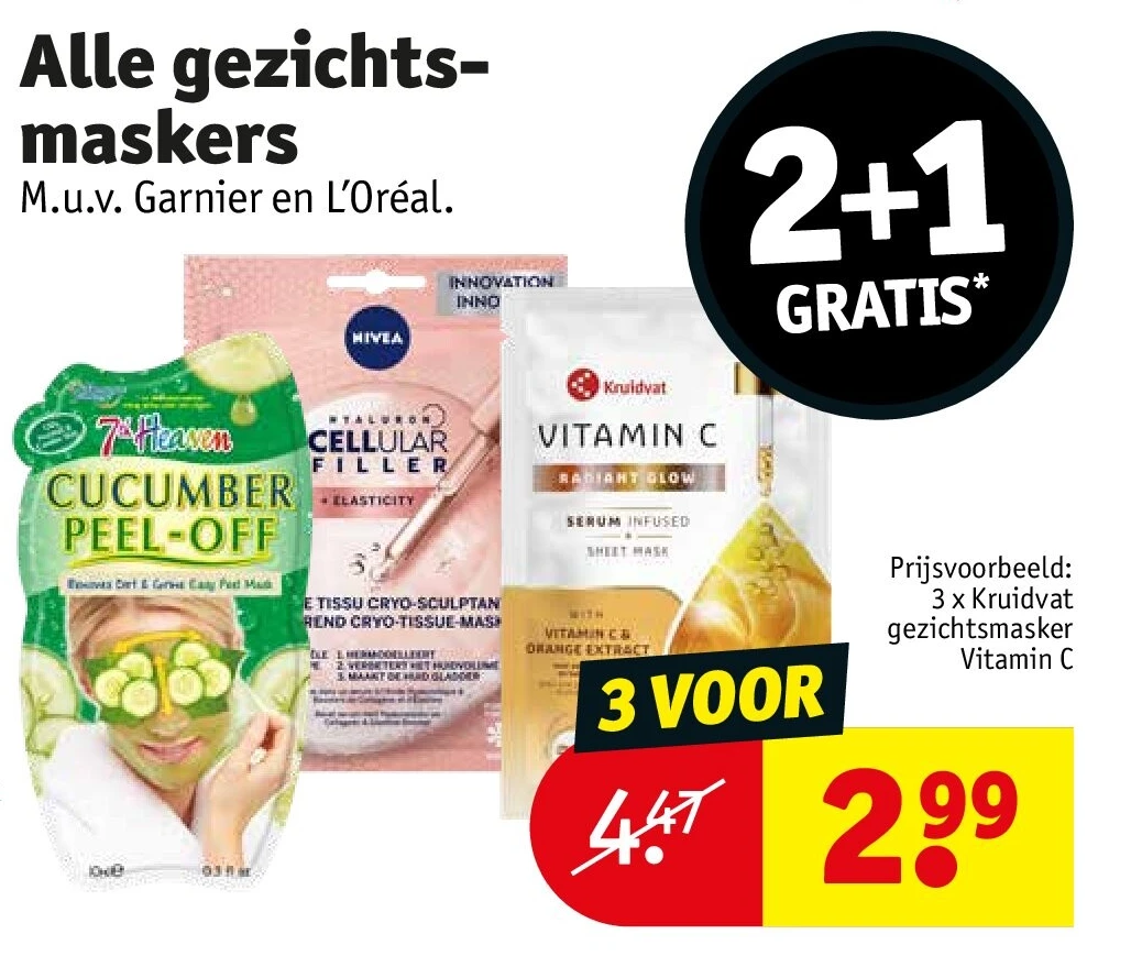 3 x Kruidvat gezichtsmasker Vitamin C