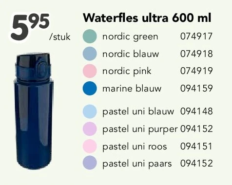 Waterfles ultra 600 ml nordic green