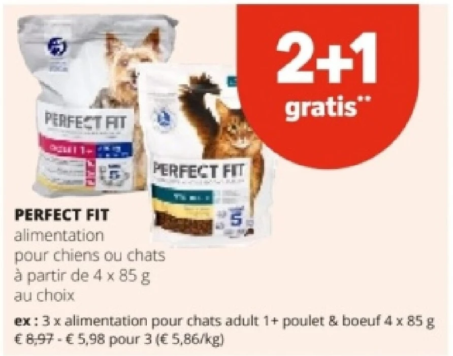 PERFECT FIT alimentation pour chats adult 1+ poulet & boeuf 4 x 85 g