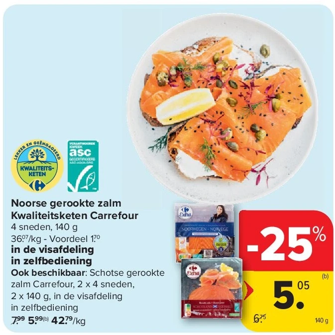 Noorse gerookte zalm Kwaliteitsketen Carrefour