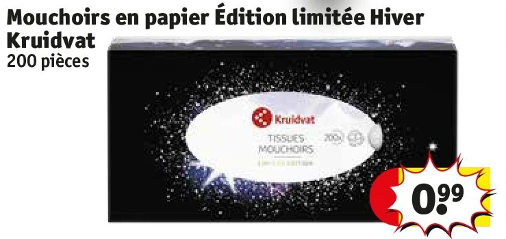 Mouchoirs en papier Édition limitée Hiver Kruidvat 200 pièces