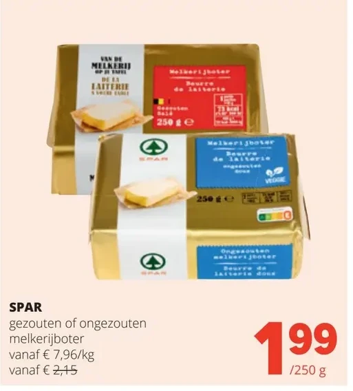 SPAR gezouten of ongezouten melkerijboter
