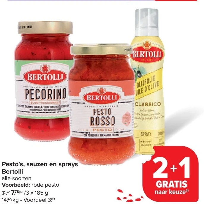 Pesto’s, sauzen en sprays Bertolli