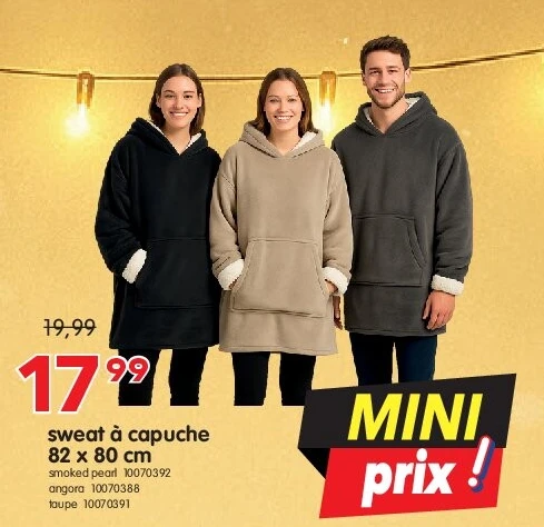 sweat à capuche 82 x 80 cm