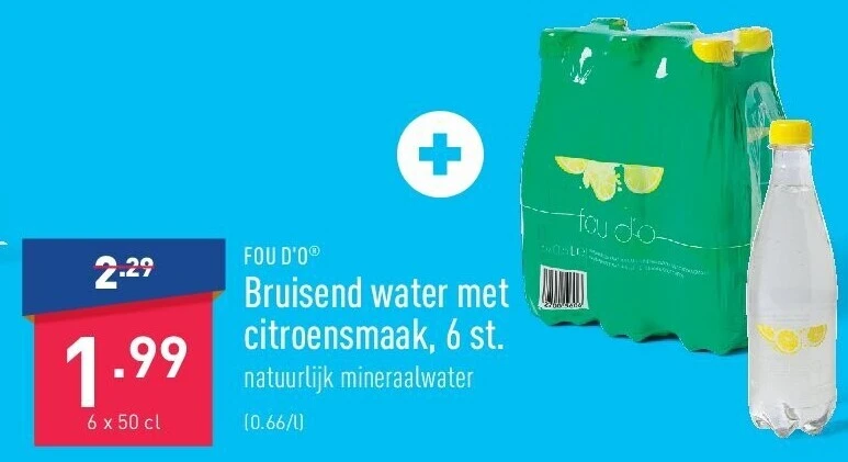 Bruisend water met citroensmaak, 6 st.