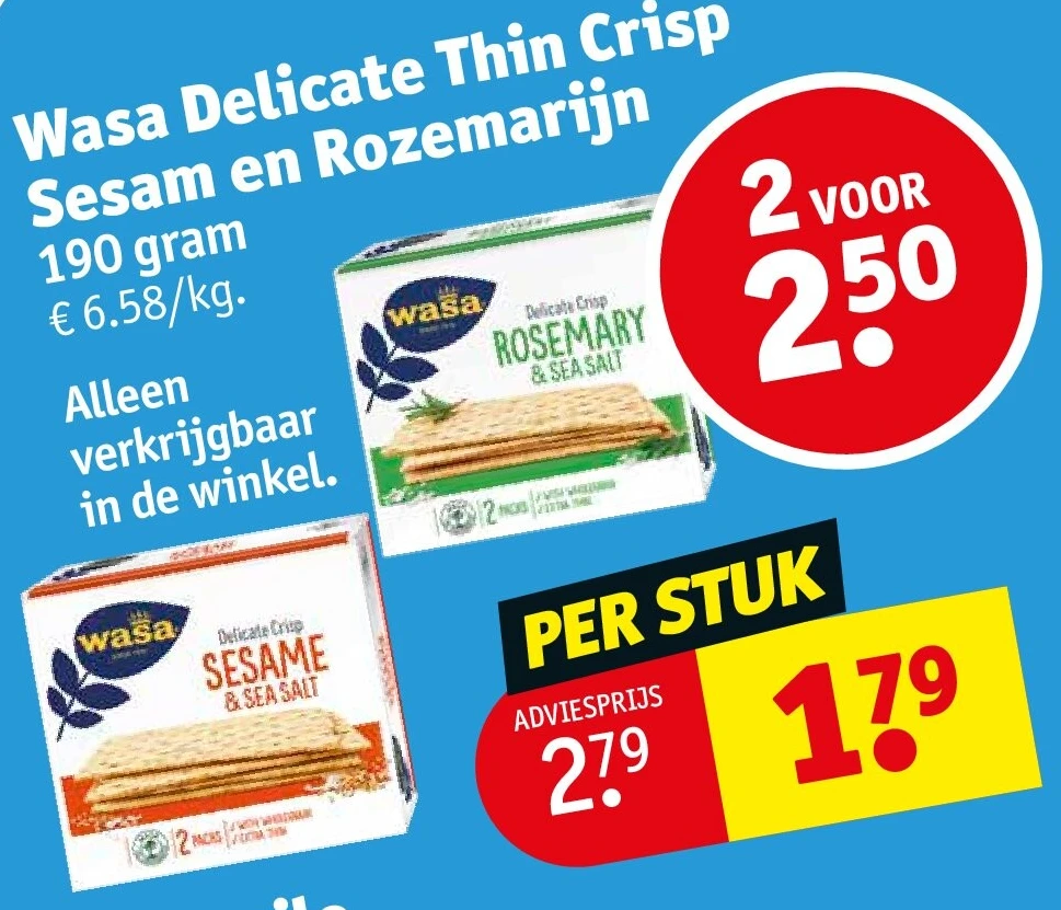 Wasa Delicate Thin Crisp Sesam en Rozemarijn