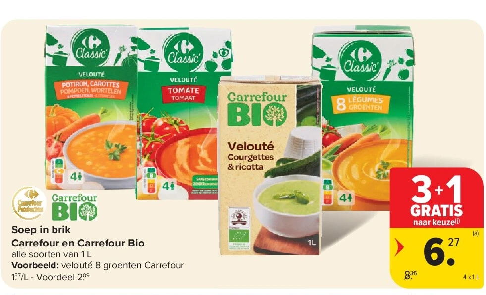 Soep in brik Carrefour en Carrefour Bio