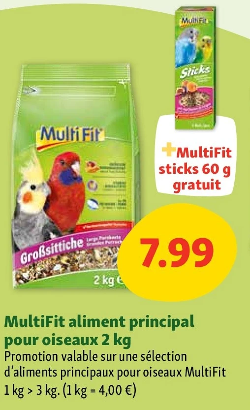 MultiFit aliment principal pour oiseaux 2 kg