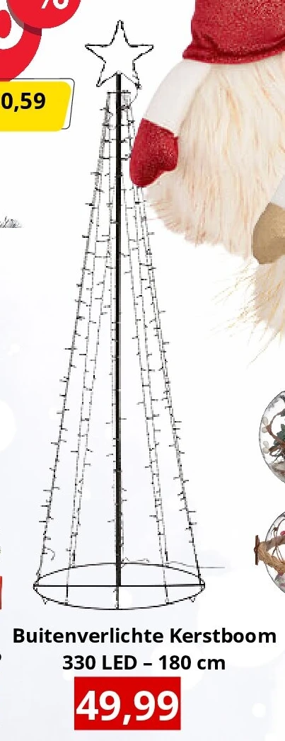 Buitenverlichte Kerstboom 330 LED – 180 cm