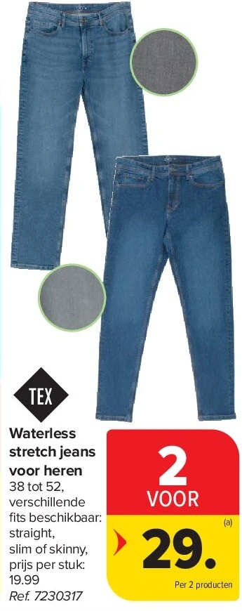 Waterless stretch jeans voor heren