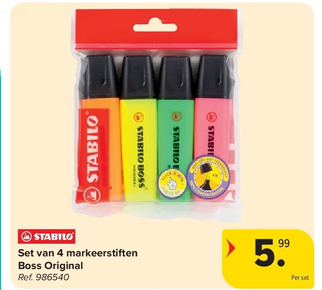 Set van 4 markeerstiften Boss Original