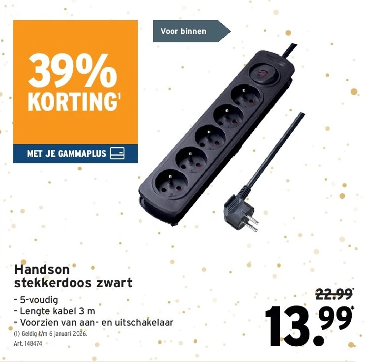 Handson stekkerdoos zwart