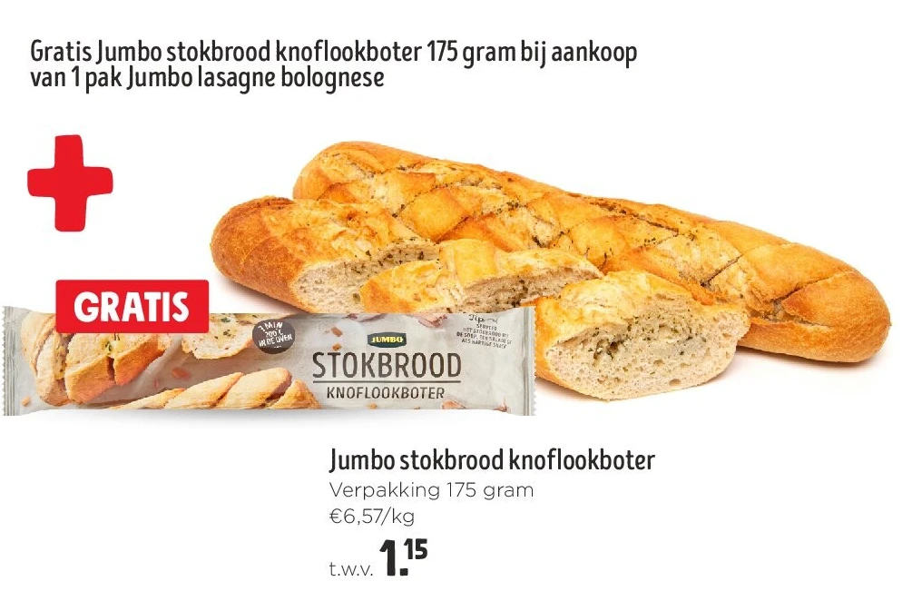Jumbo stokbrood knoflookboter