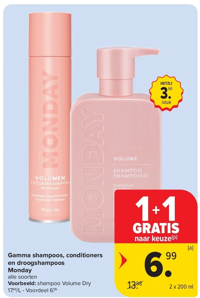 Gamma shampoos, conditioners en droogshampoos Monday
