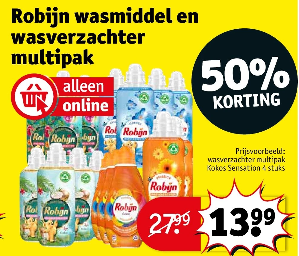 Robijn wasmiddel en wasverzachter multipak