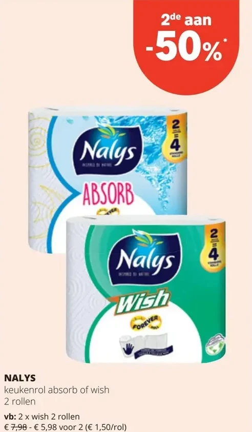 NALYS keukenrol absorb of wish 2 rollen