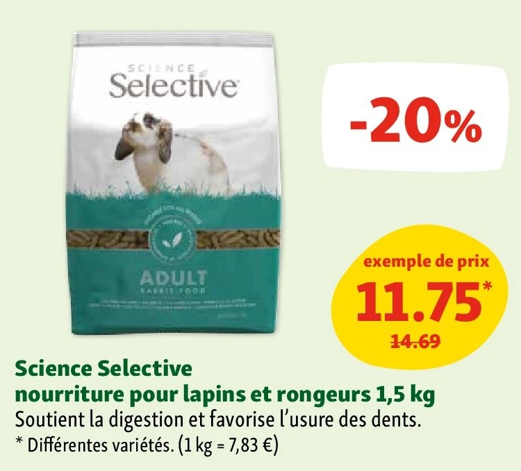 Science Selective nourriture pour lapins et rongeurs 1,5 kg