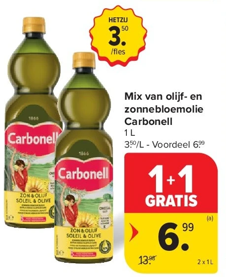 Mix van olijf- en zonnebloemolie Carbonell
