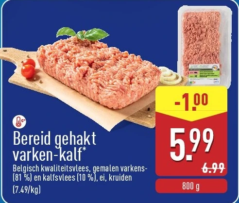 Bereid gehakt varken-kalf