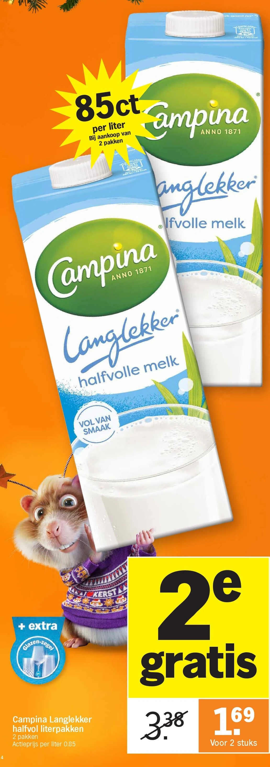 Campina Langlekker halfvol literpakken