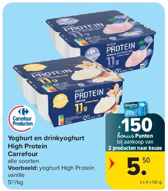 Yoghurt en drinkyoghurt High Protein Carrefour