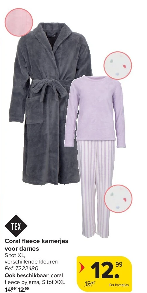 Coral fl eece kamerjas voor dames