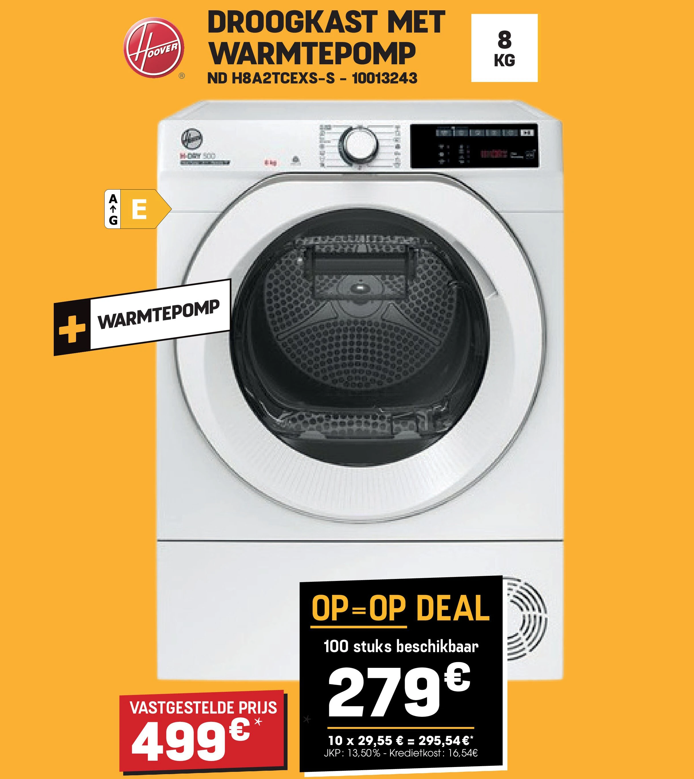 Hoover DROOGKAST MET WARMTEPOMP ND H8A2TCEXS-S