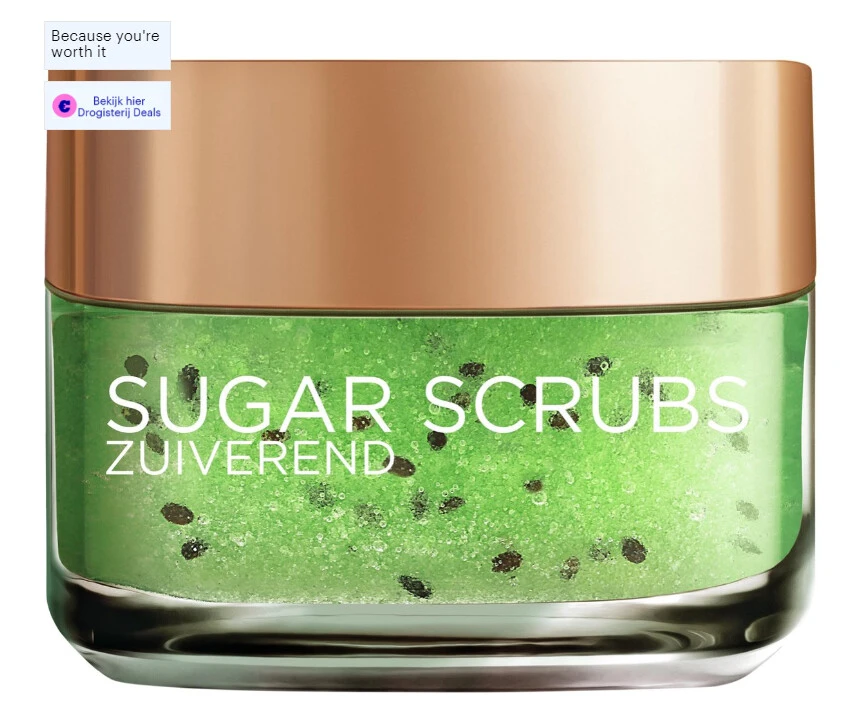 L'Oréal Paris Sugar Scrub Kiwi Gezichtsscrub - Zuiverend en Verzorgend