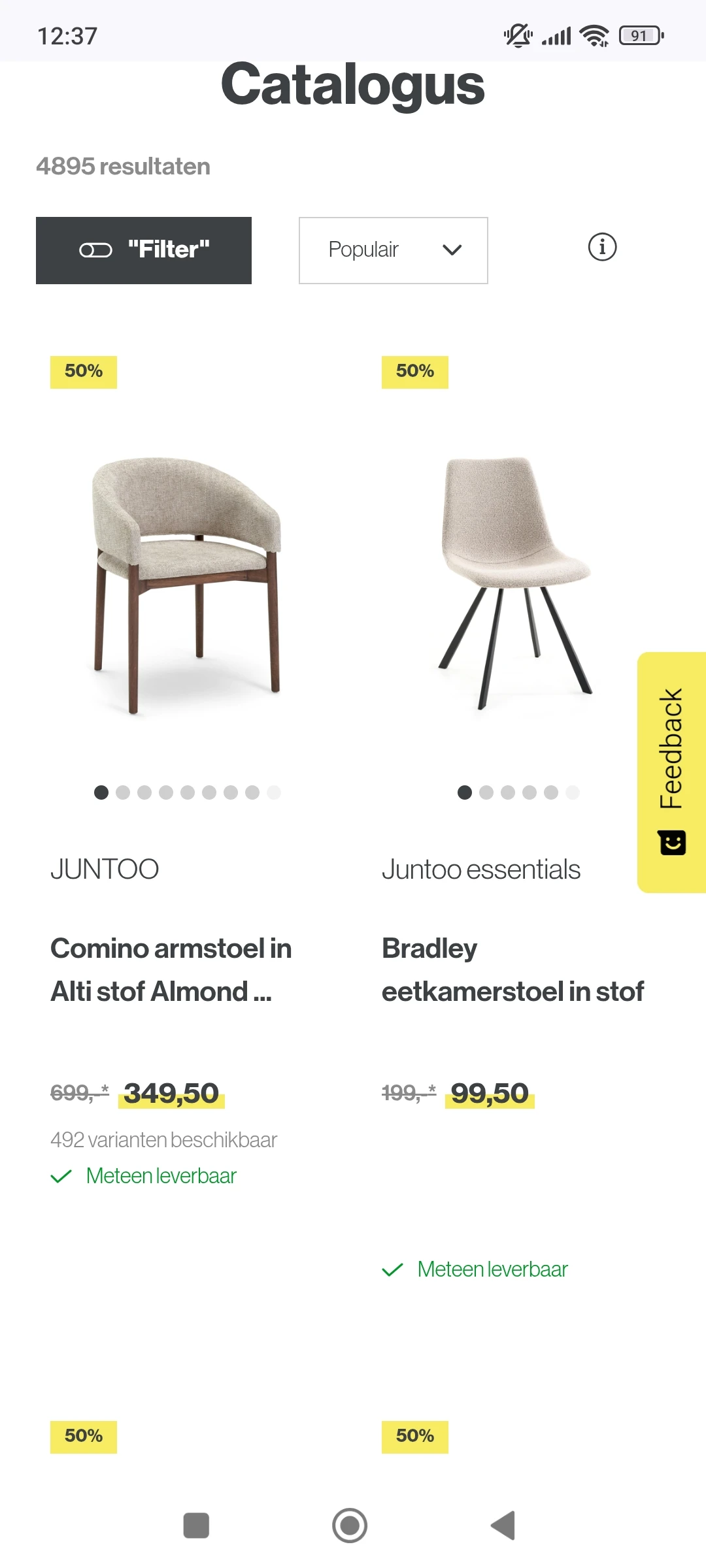 50% korting op meubelen bij juntoo