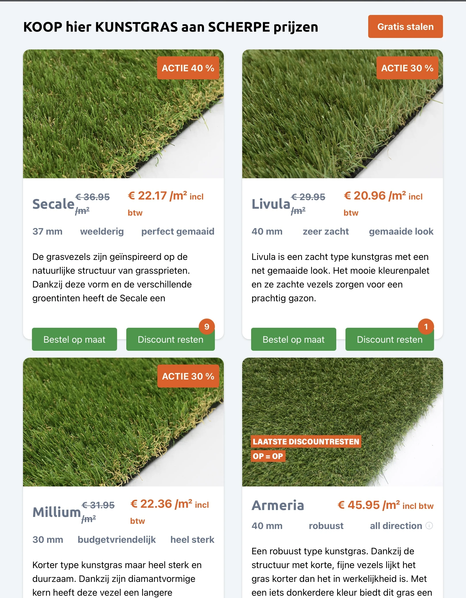 Kunstgras met korting tot -70% op natuurlijkkunstgras.be