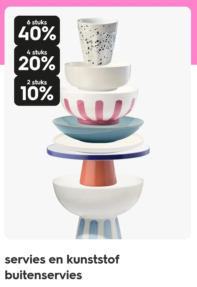 Servies en kunststof buitenservies tot -40% bij Hema