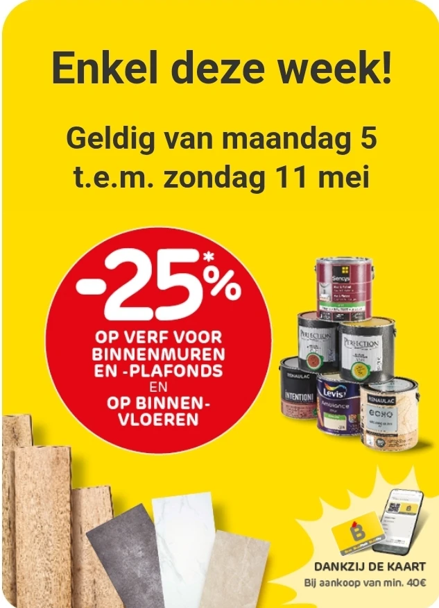 Deze week -25% op verf en vloeren bij Brico