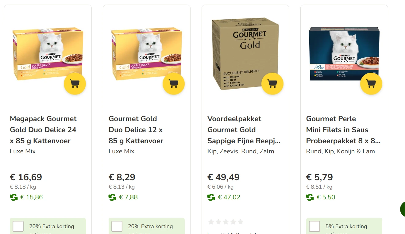25% korting op alle Gourmet producten bij Zooplus