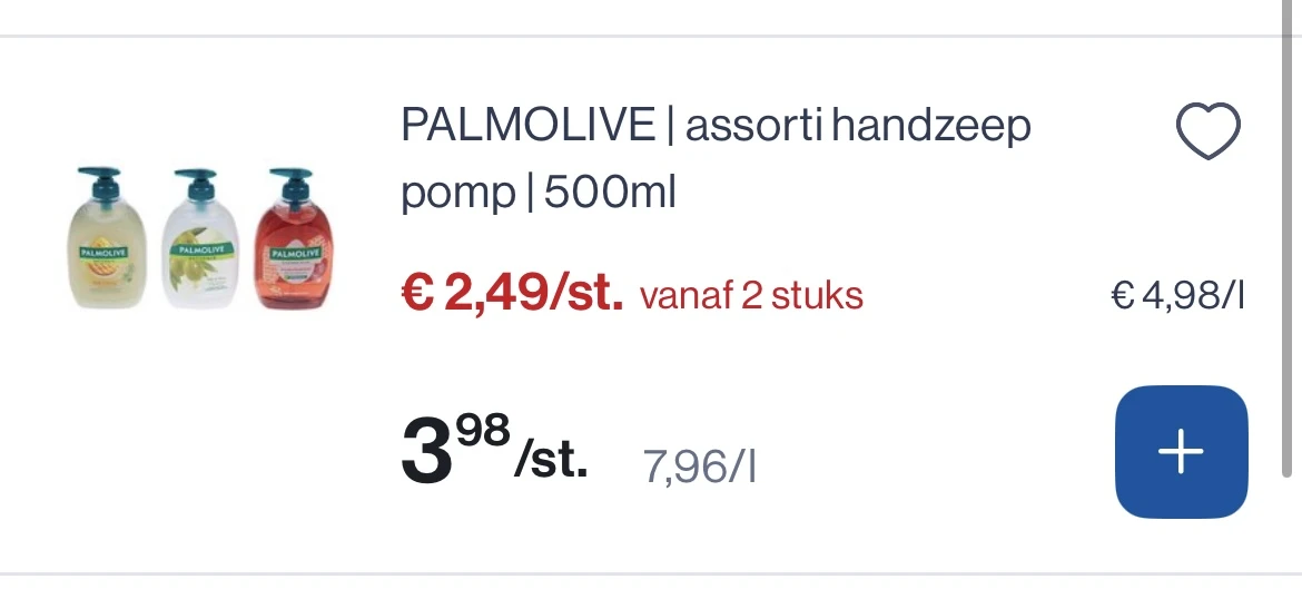 Palmolive handzeep pomp reactie Kruidvat 2+2