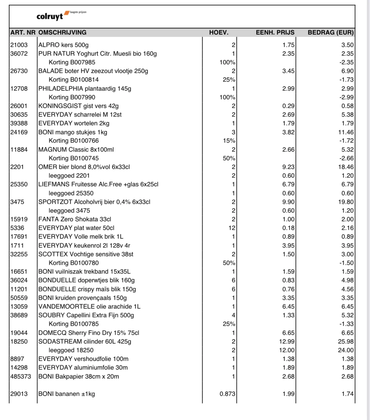 Collect en go koopjes met o.a alpro yoghurt, magnum