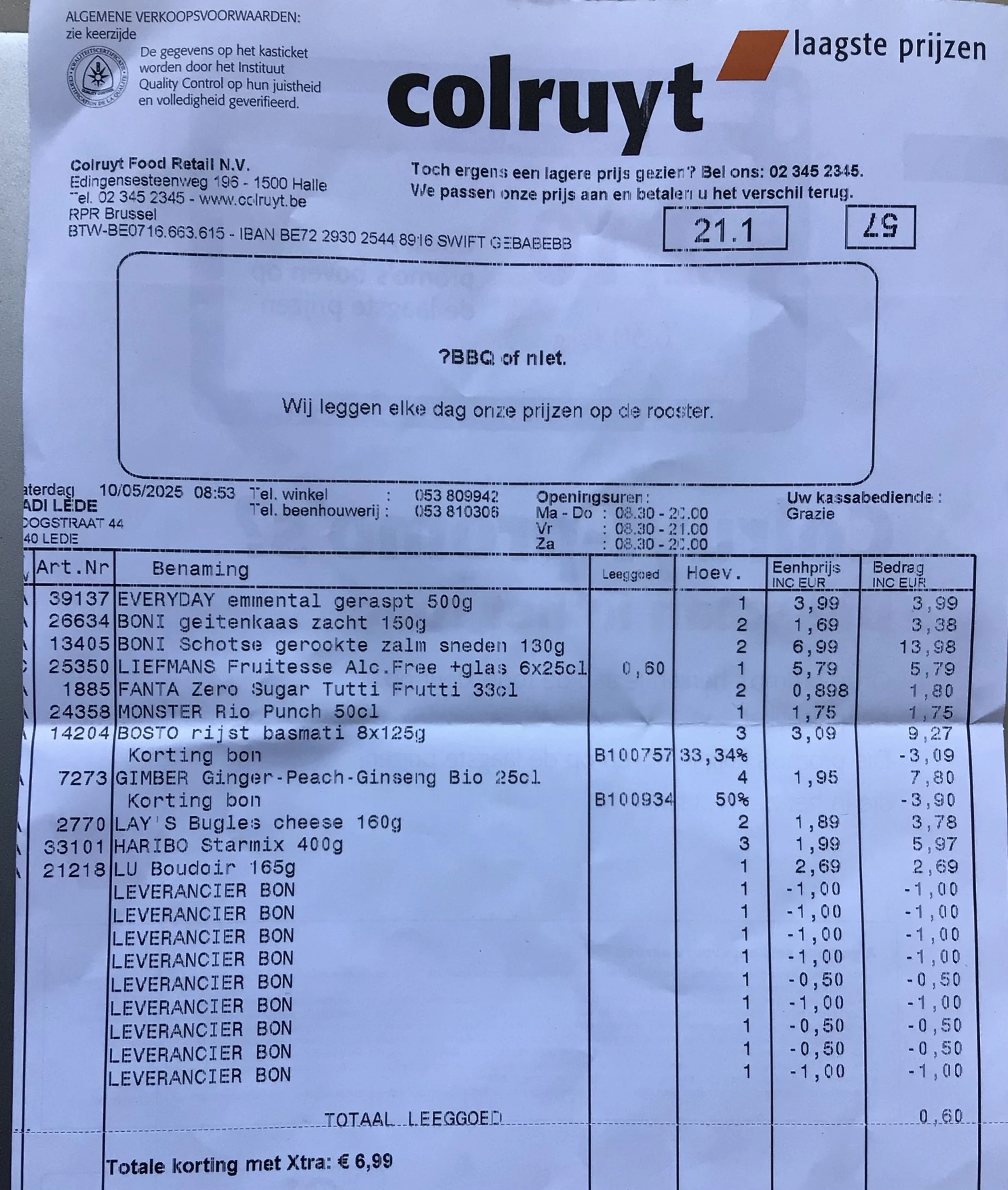Colruyt o.a haribo starmix voor 0,99€/zakje en Gimber blik bio 25 cl -50%