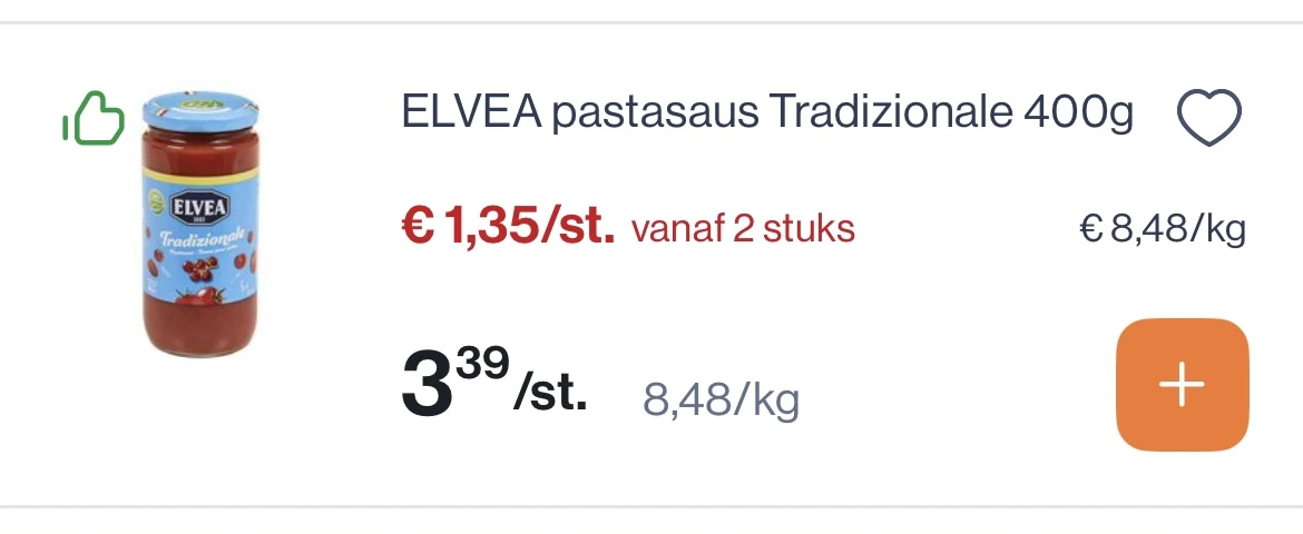 Elvea pastasaus tradizionale 400 gram -60%