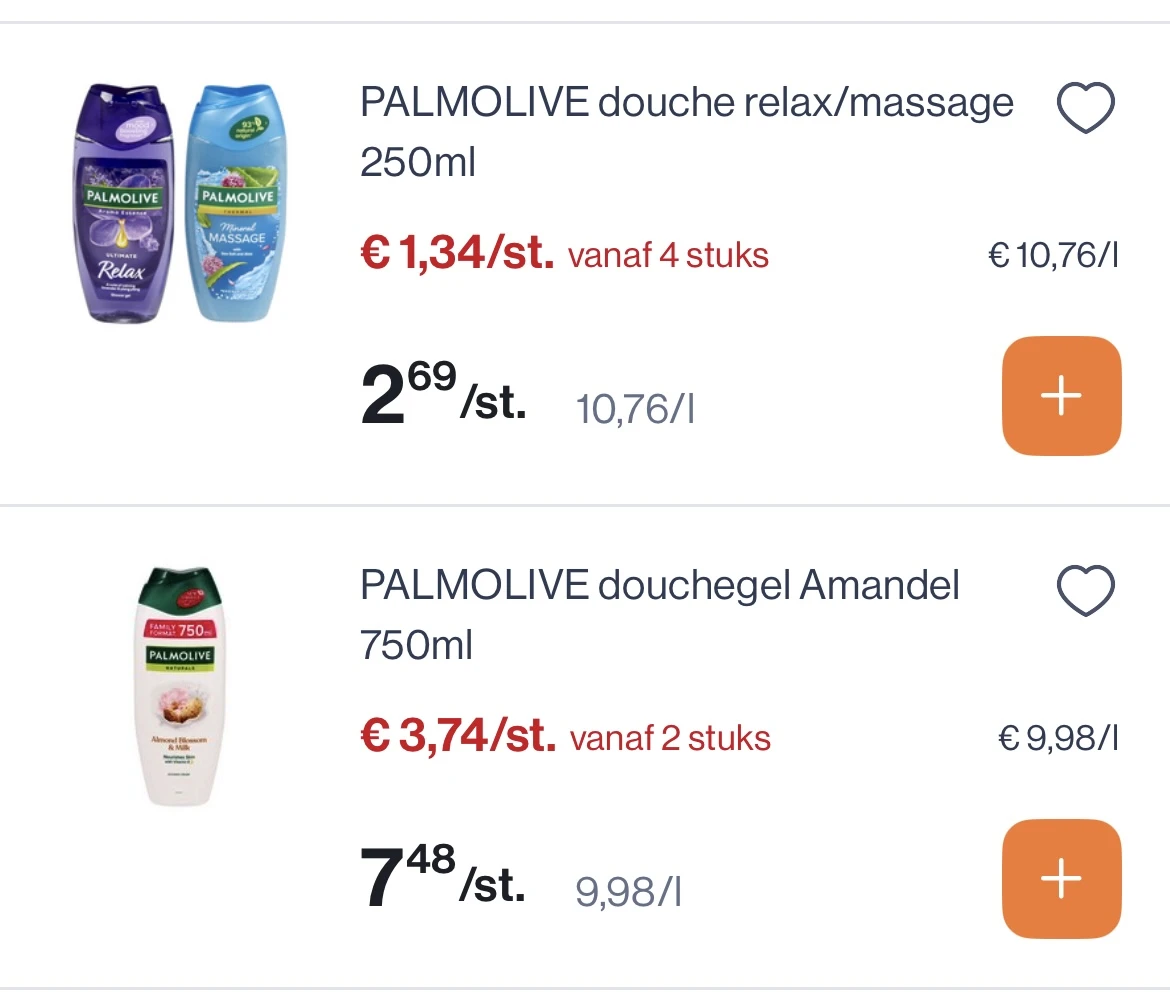 Palmolive douchegel -50%