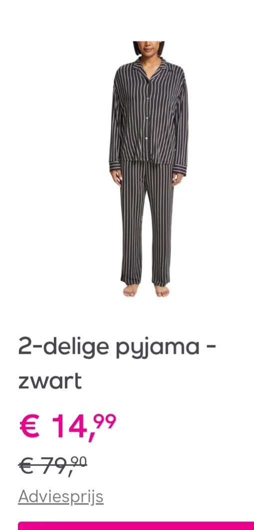 Esprit 2-delige zwarte pyjama bij veepee.be