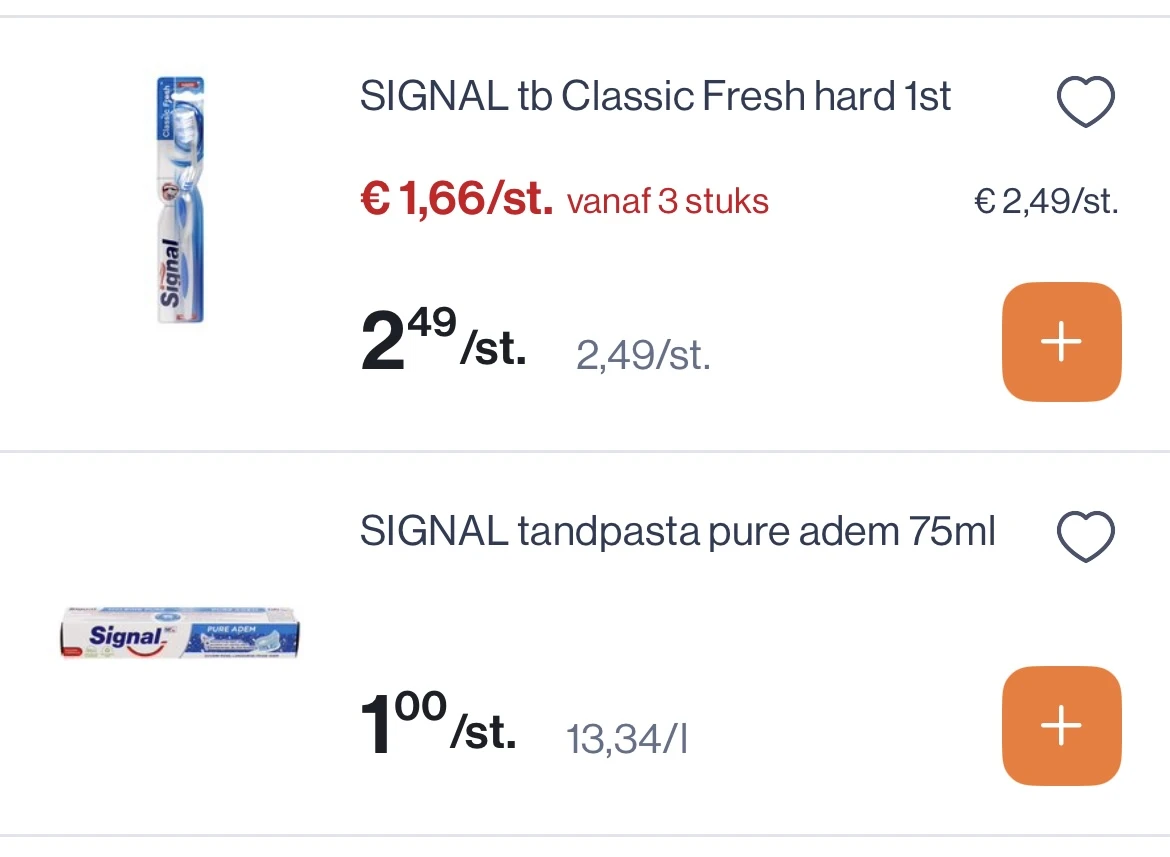 Signal tandenborstel en tandpasta goedkoper