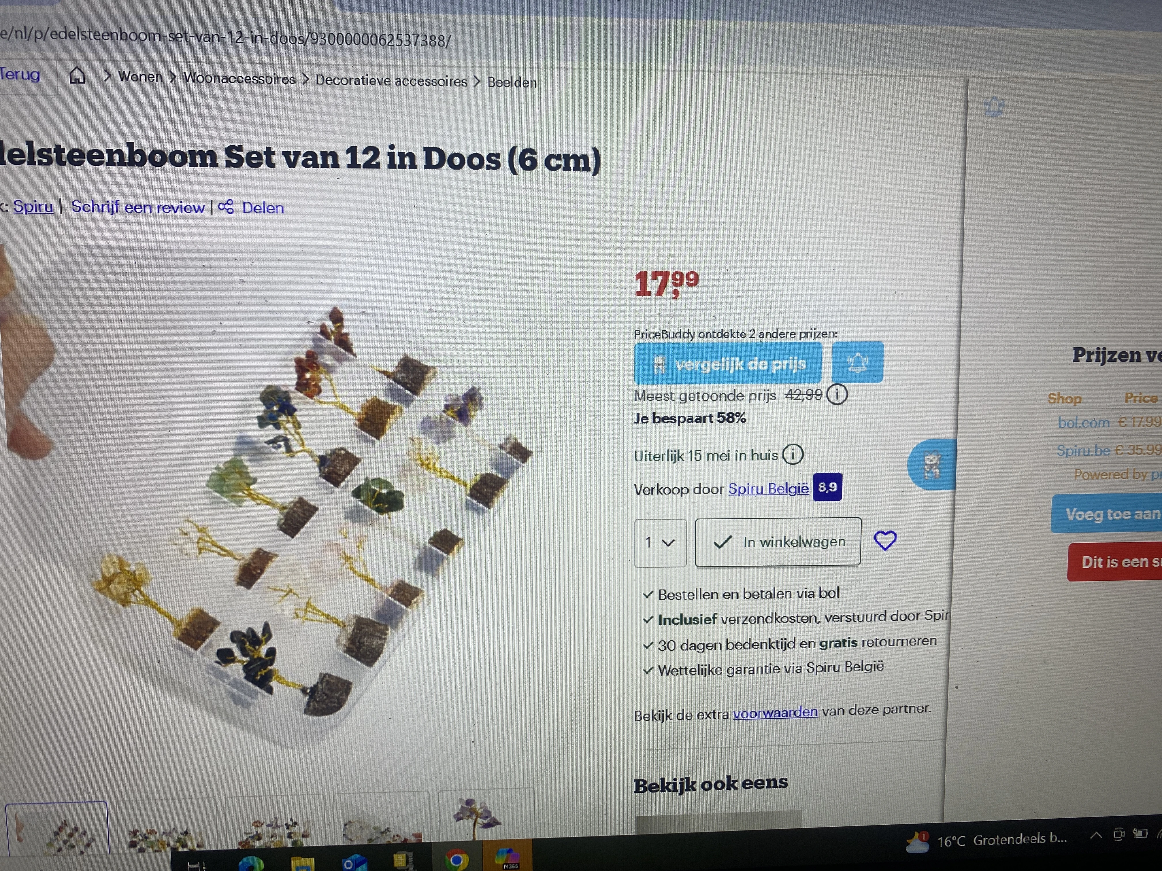 Edelsteenboomset van 12 stuks (6cm)