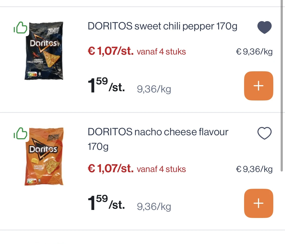 Doritos chips goedkoper bij Colruyt -33%