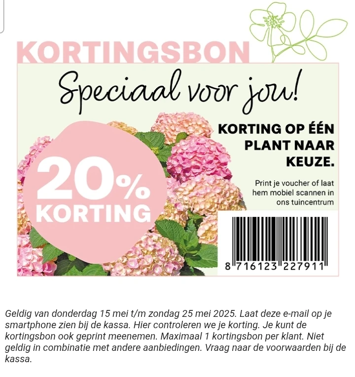 -20% op 1 plant bij Tuincentrum Meijers