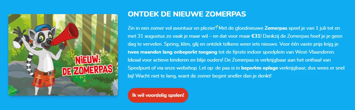 Zomerpas voor Speelpunt Zwevegem