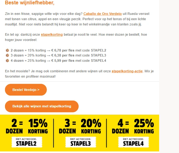 Stapelkorting tot -25% bij wijnvoordeel