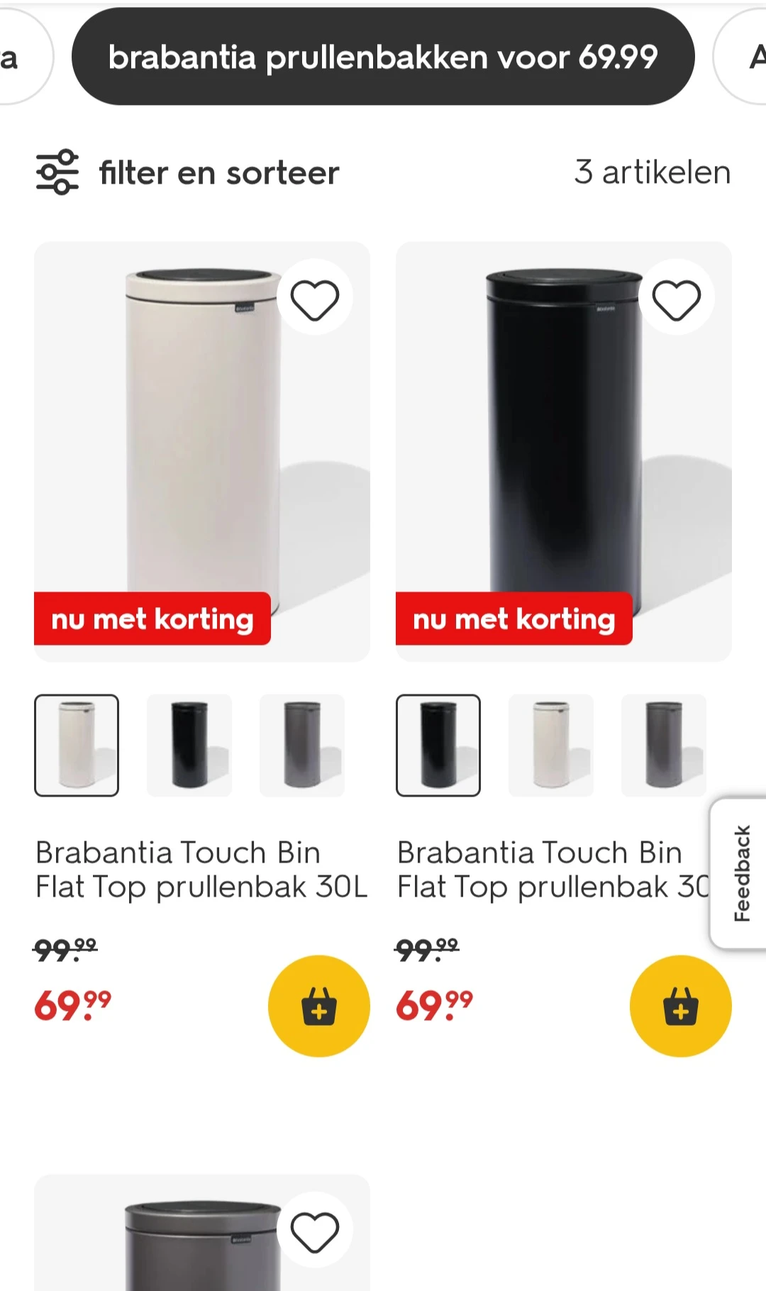 brabantia prullenbakken voor 69.99 op hema.com